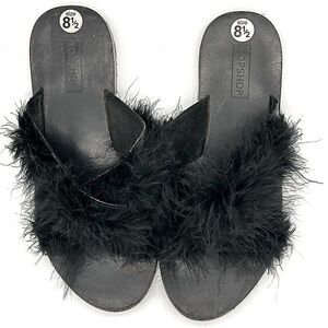Topshop‎ Feathered Slide Sandal Sz 8.5 Euro 39